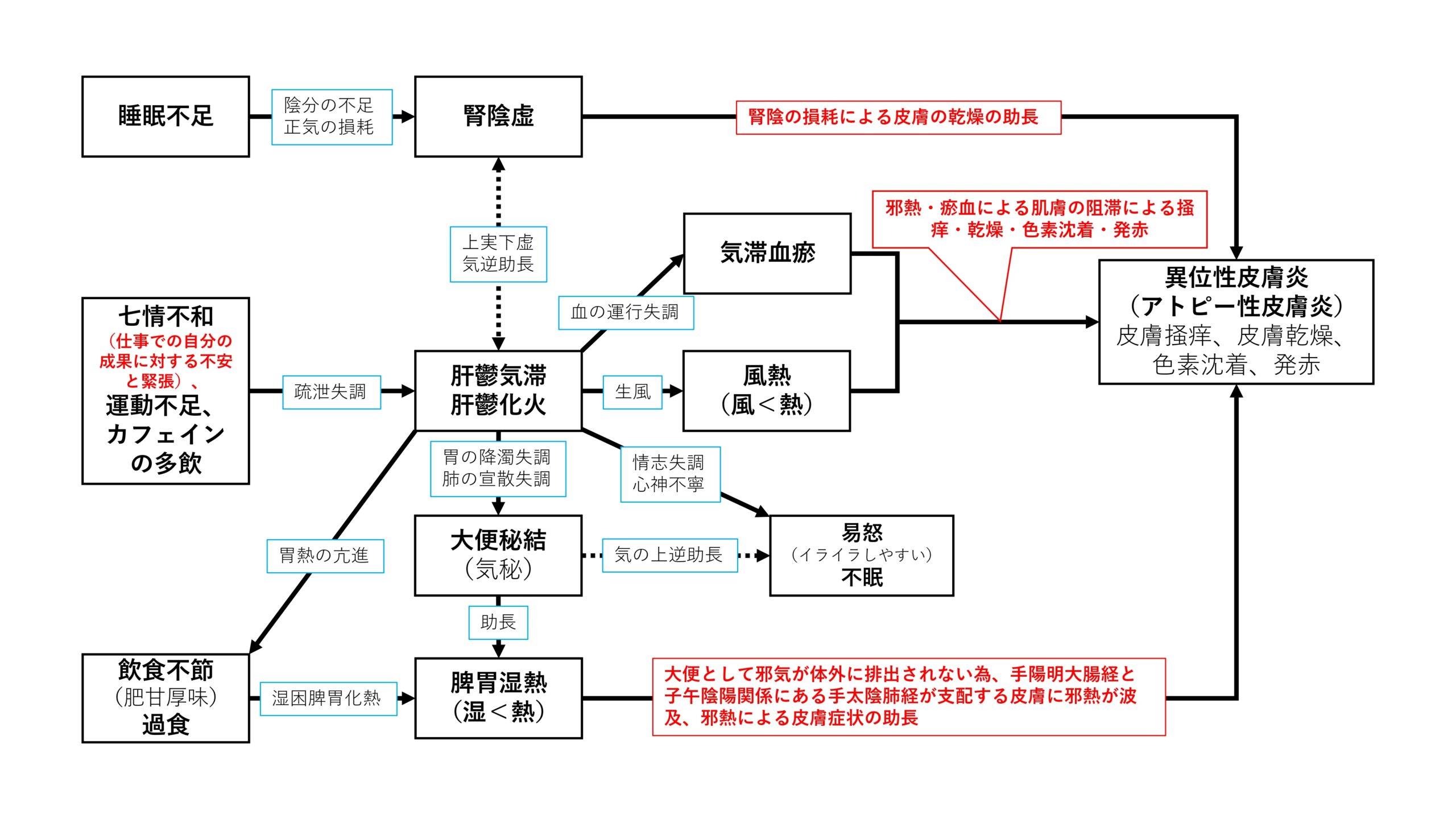 アトピー性皮膚炎の病因病理チャート図