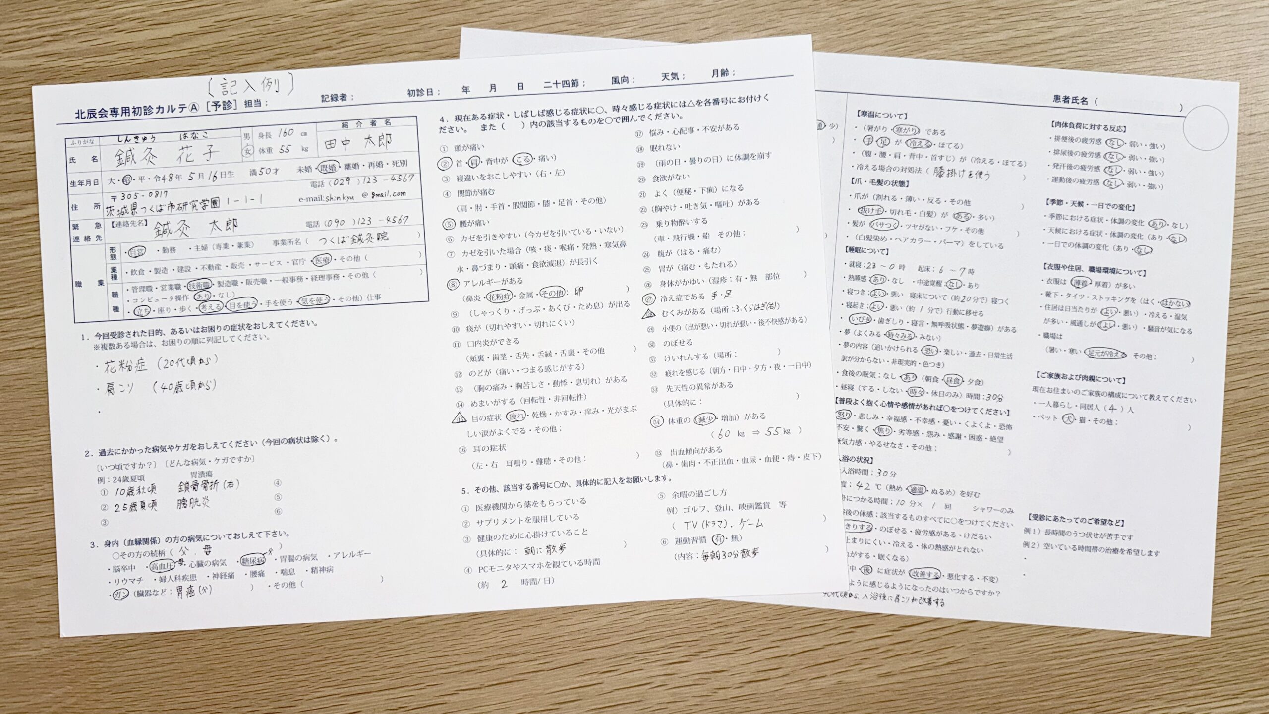 カルテ記入例
